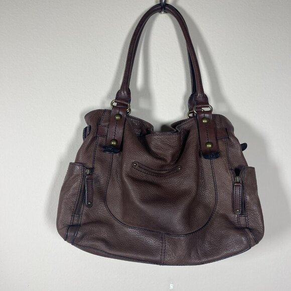 Pelle Studio Brown Leather Vintage Boho Shoulder Tote Bag 15" x 11" - Picture 4 of 6